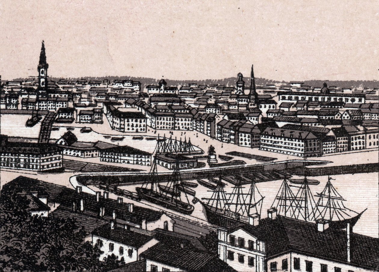 Stockholm, Suède : vue de la ville (Vue Générale) dans « Le Monde Illustré 168 vues » sans date (fin XIXe siècle) - Unknown artist