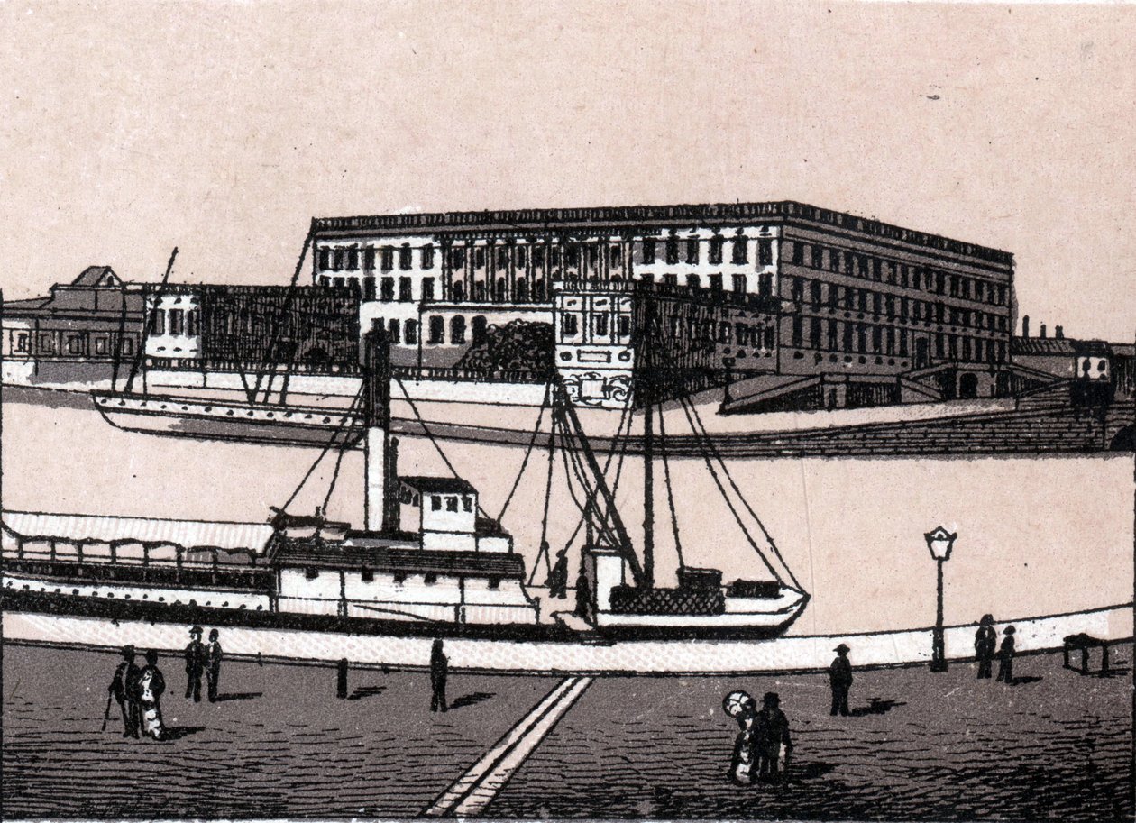 Stockholm, Suède : vue du château royal dans « Le Monde Illustré 168 vues » sans date (fin XIXe siècle) - Unknown artist