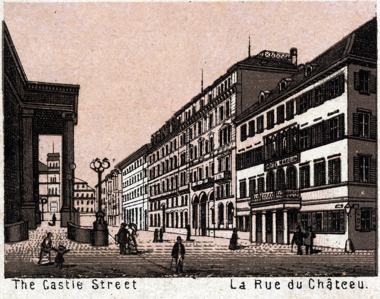 Stuttgart, Allemagne : vue de la rue du Château. dans "Le monde illustre 168 vues" Non daté (fin du 19e siècle) - Unknown artist