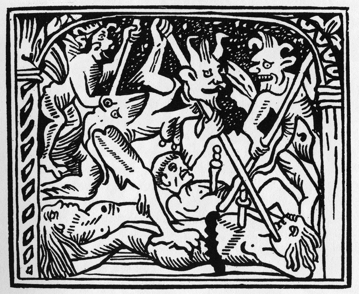 Sus! sus! les diables! sus démons! dans "Grand Calendrier et Compost des Bergers", Lyon - Unknown artist
