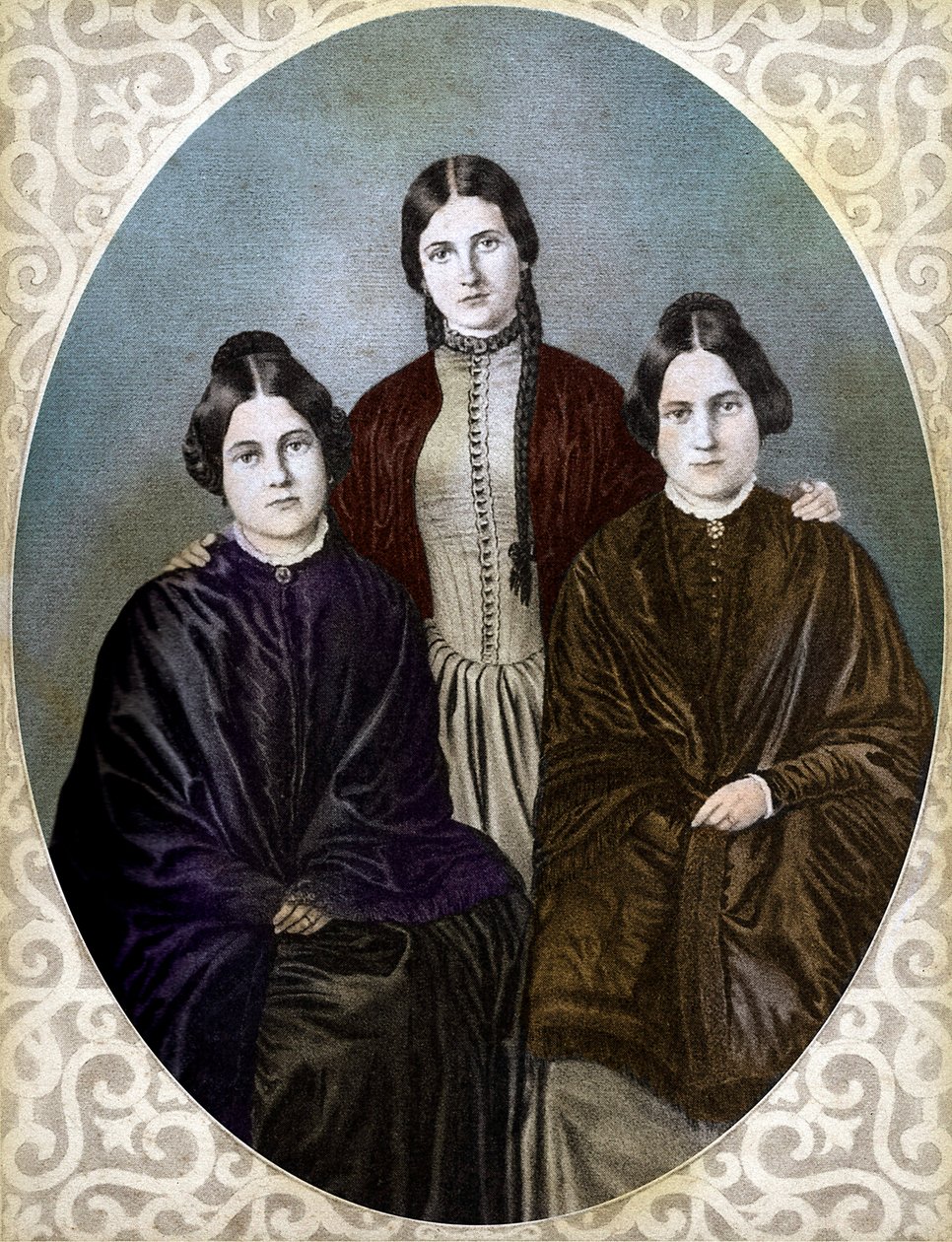 LES SŒURS FOX Margaretta, Kate et Leah pionnières du spiritualisme (Sœurs Fox : de gauche à droite : Margaret ou Maggie (1837-1893), Kate (1828-1892) et Leah (1814-1880), pionnières du spiritualisme et du spiritualisme - Unknown artist