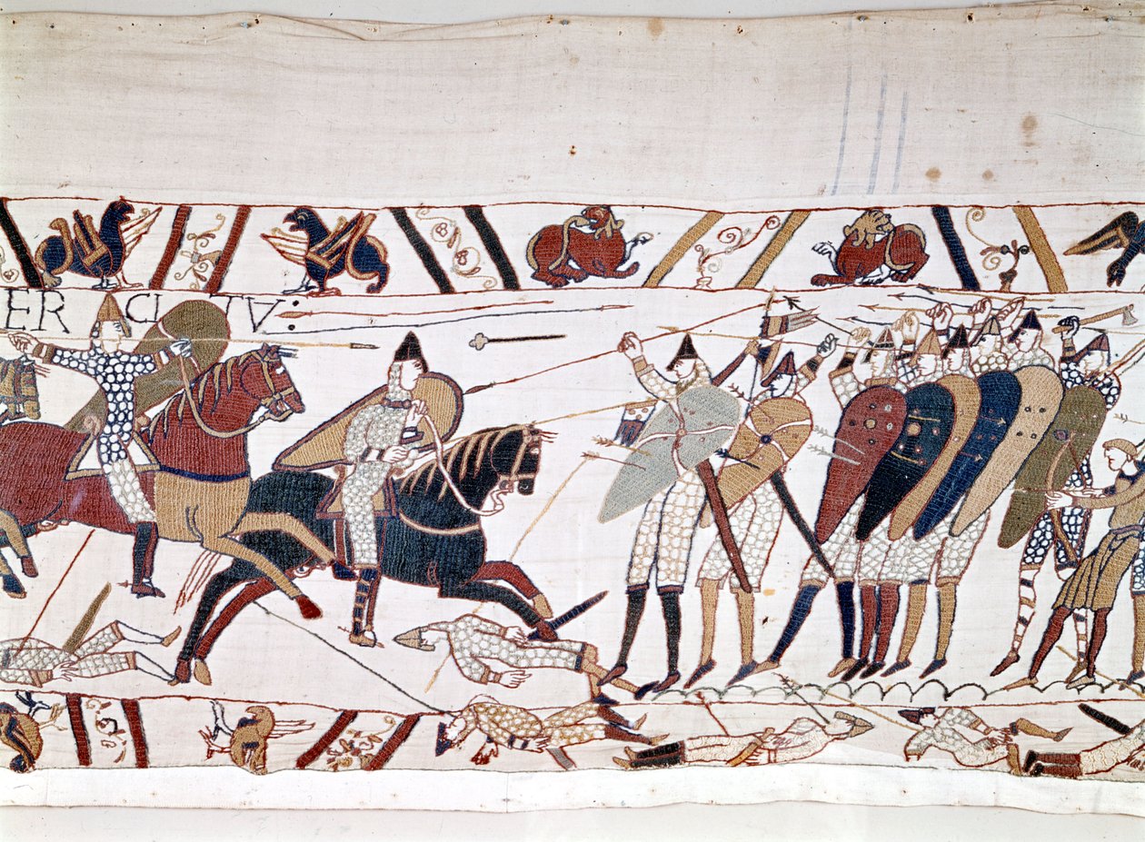 La bataille de Hastings, remportée par Guillaume Ier le Conquérant (1027 - 1087) le 14/10/1066 et durant laquelle le roi Harold II d