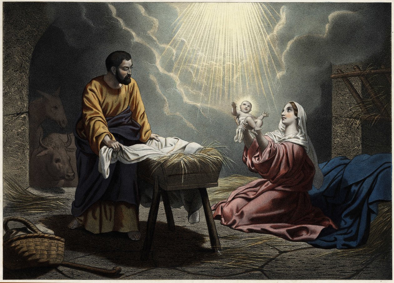 La naissance du Christ. Gravure anonyme du milieu du 19ème siècle - Unknown artist