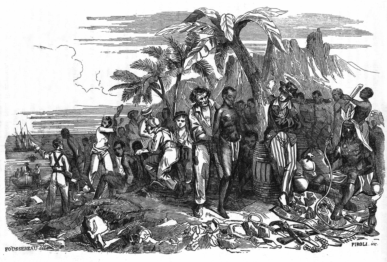 Le Commerce Noir. Gravure du 19ème siècle - Unknown artist