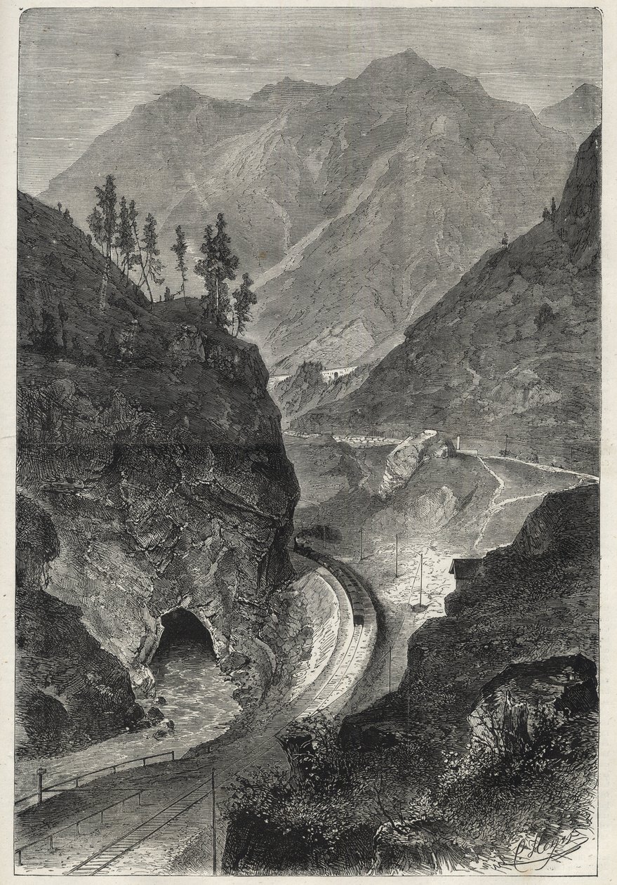 Le chemin de fer du Brenner (Brennero) au Tyrol (Tirolo - Tirol) - Gravure de 1867 - Unknown artist
