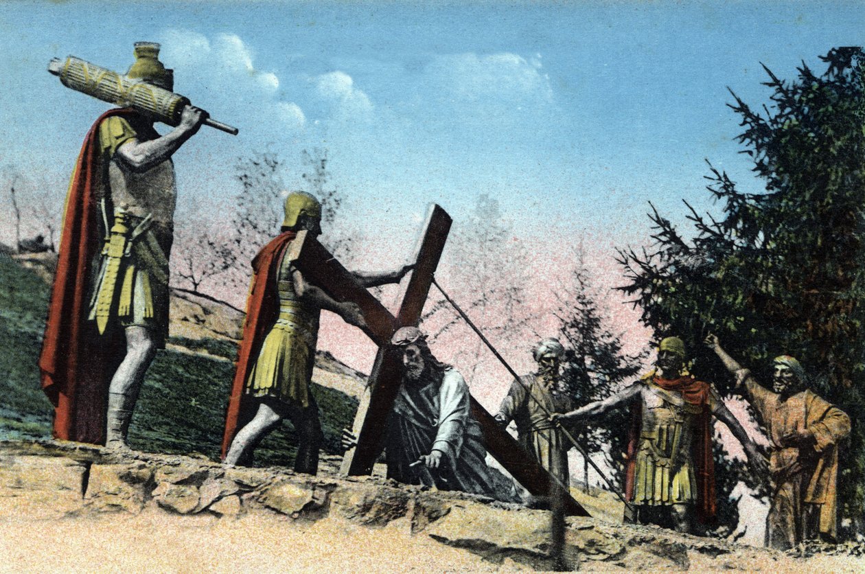 Le Calvaire de Lourdes (Chemin de Croix) (porter la Croix) : IIIème station - Jésus tombe sous le poids de sa Croix. - Unknown Artist