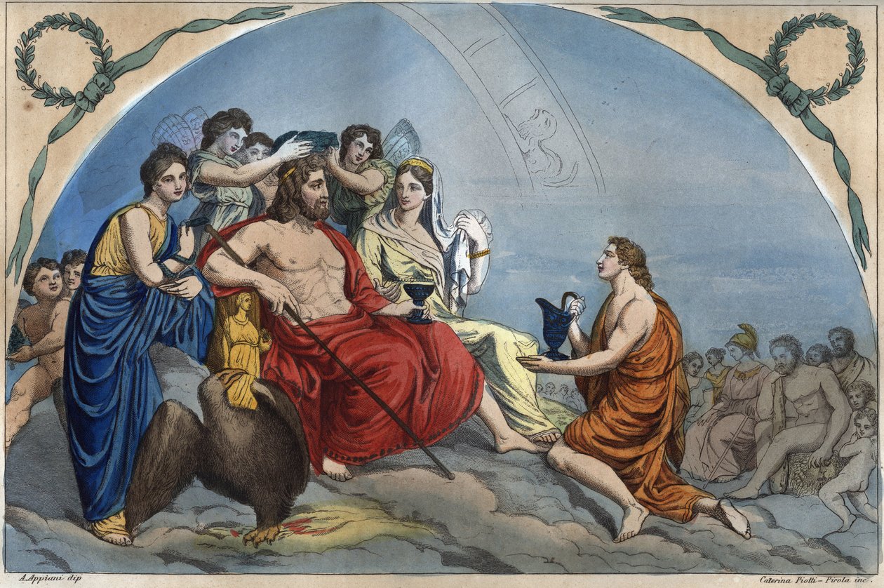 Le Conseil des Dieux (ou Assemblée des Dieux) : Zeus sur l