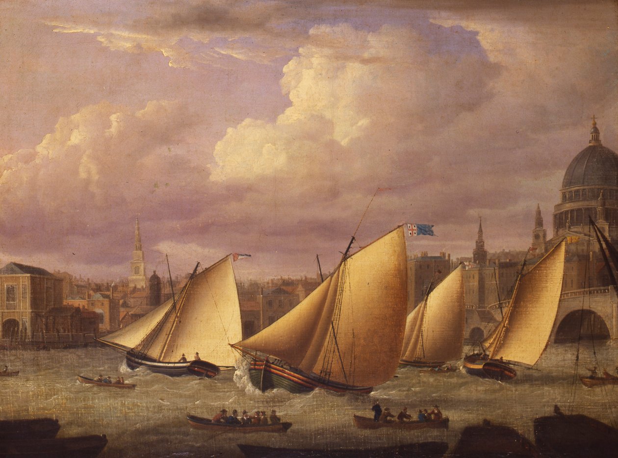 La flotte de Cumberland courant au-dessus du pont de Londres, 1782 - Unknown