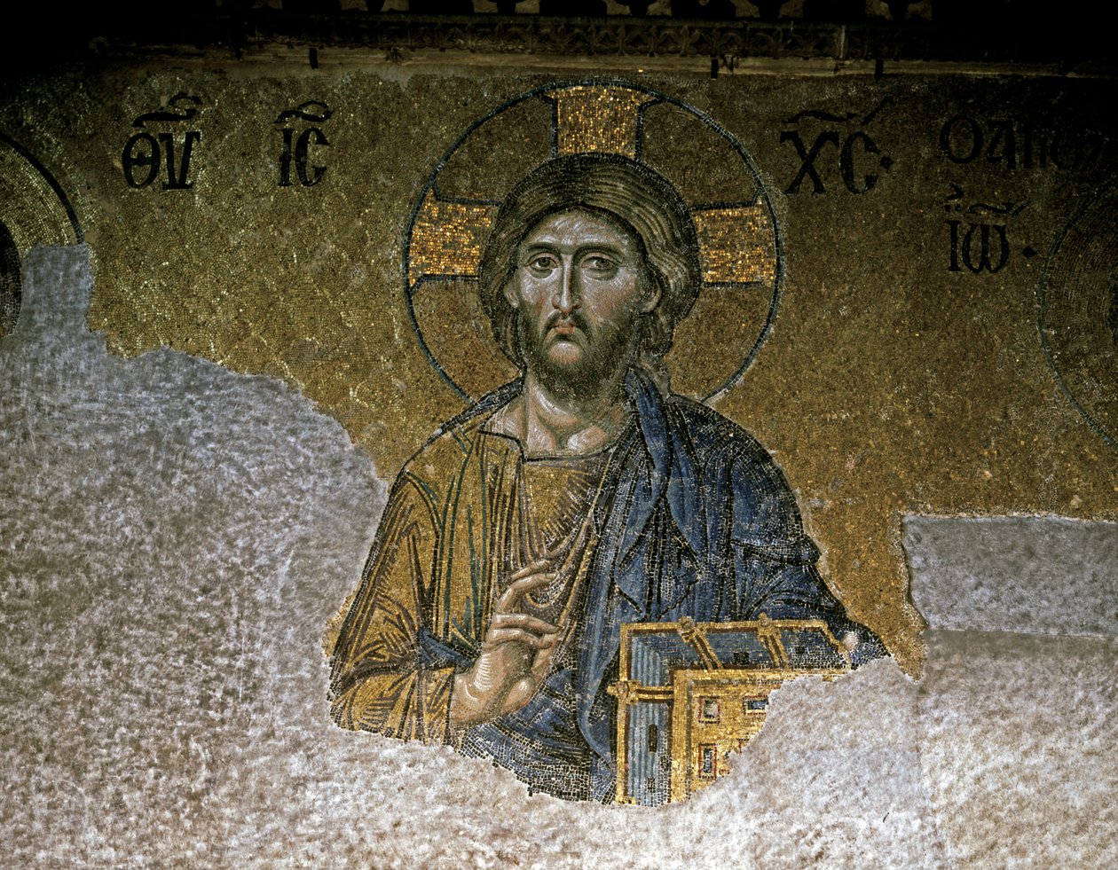 La Deesis. Détail du Christ, milieu du XIIe siècle (mosaïque) - Unknown artist