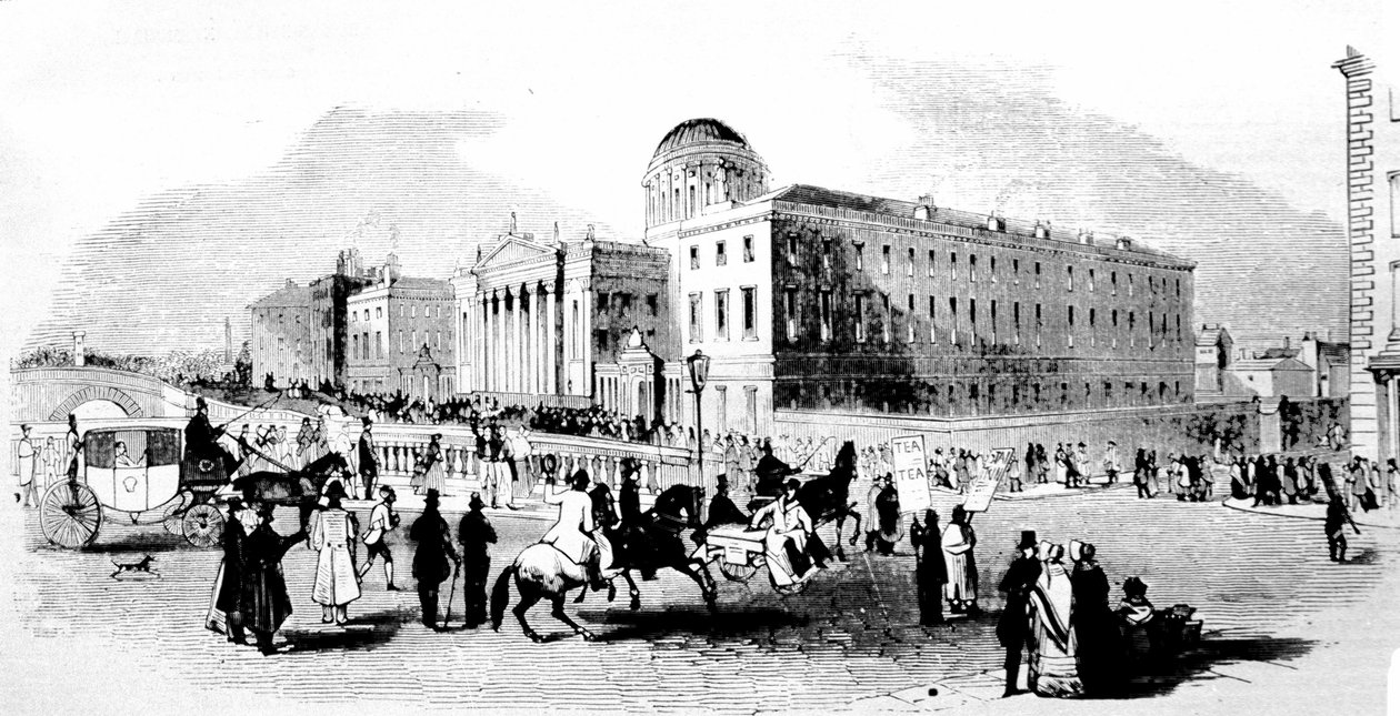 Les Quatre Cours. Dublin. Gravure du 19ème siècle. - Unknown artist