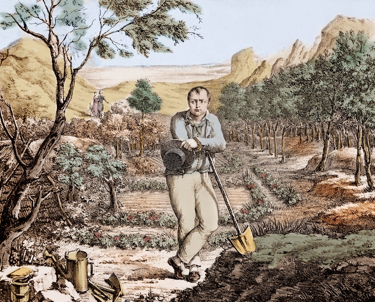 Le jardinier de Sainte-Hélène - Napoléon en exil à Sainte-Hélène, gravure - Unknown artist