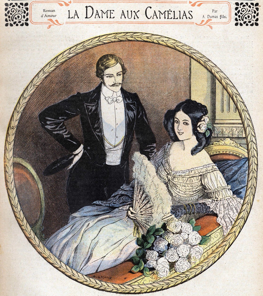 La Dame aux camélias par Alexandre Dumas fils, illustration de la fin du XIXe siècle après le journal des romans. - Unknown artist