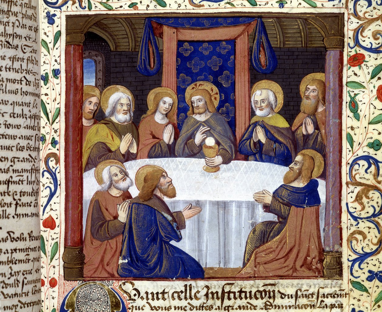 La Cène (Christ entouré de ses apôtres) - enluminure du Moyen Âge - Unknown artist