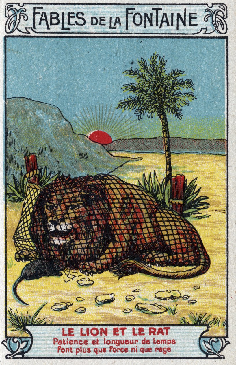 Le Lion et le Rat - Fables de Jean de La Fontaine (1621-95) - Chromolithographie de la fin du 19e siècle Collection privée - Unknown artist