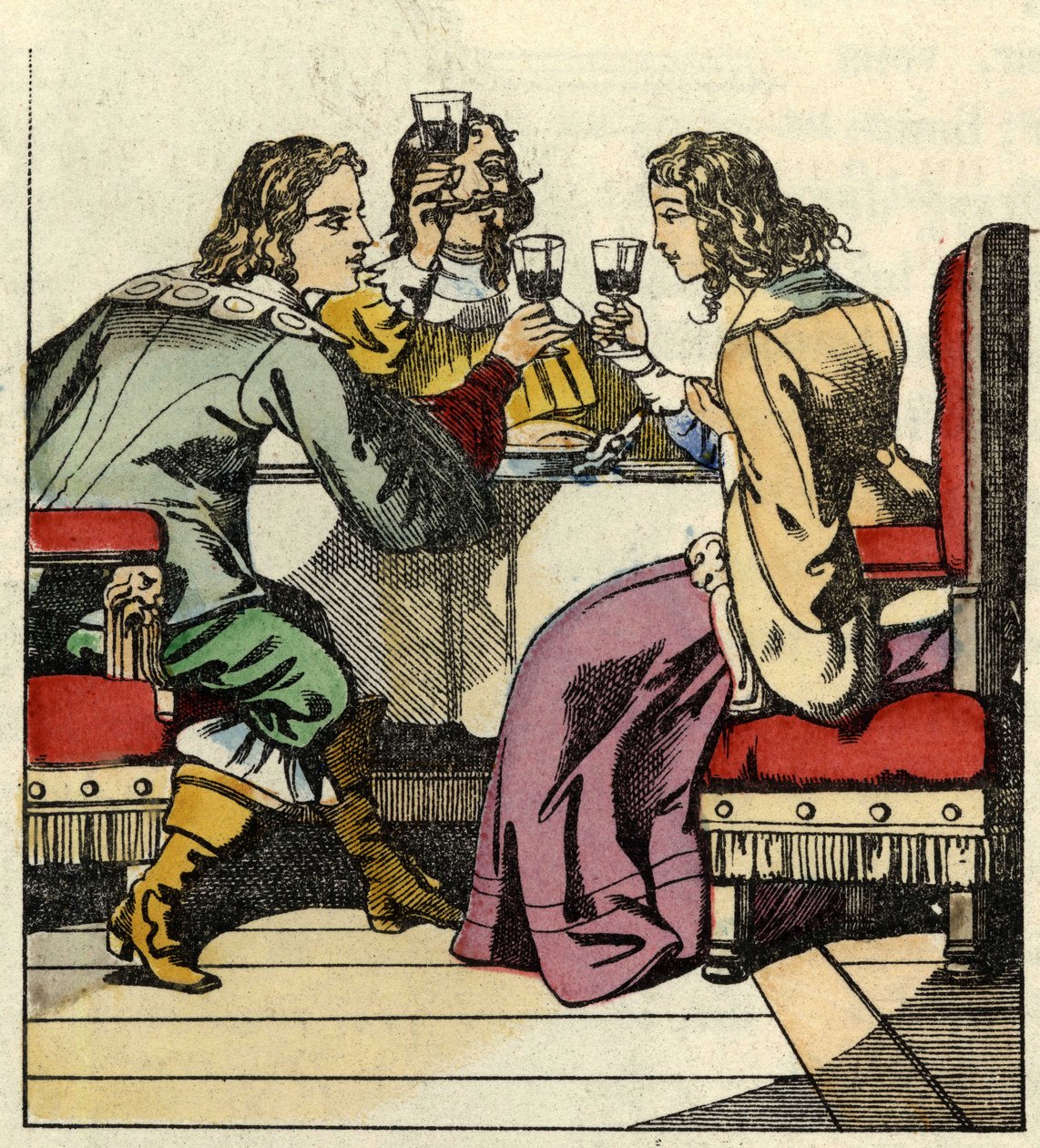 Le marquis de Carabas invite la princesse et le roi à manger au château. Illustration du conte "Le Chat botté" de Charles Perrault - Unknown artist