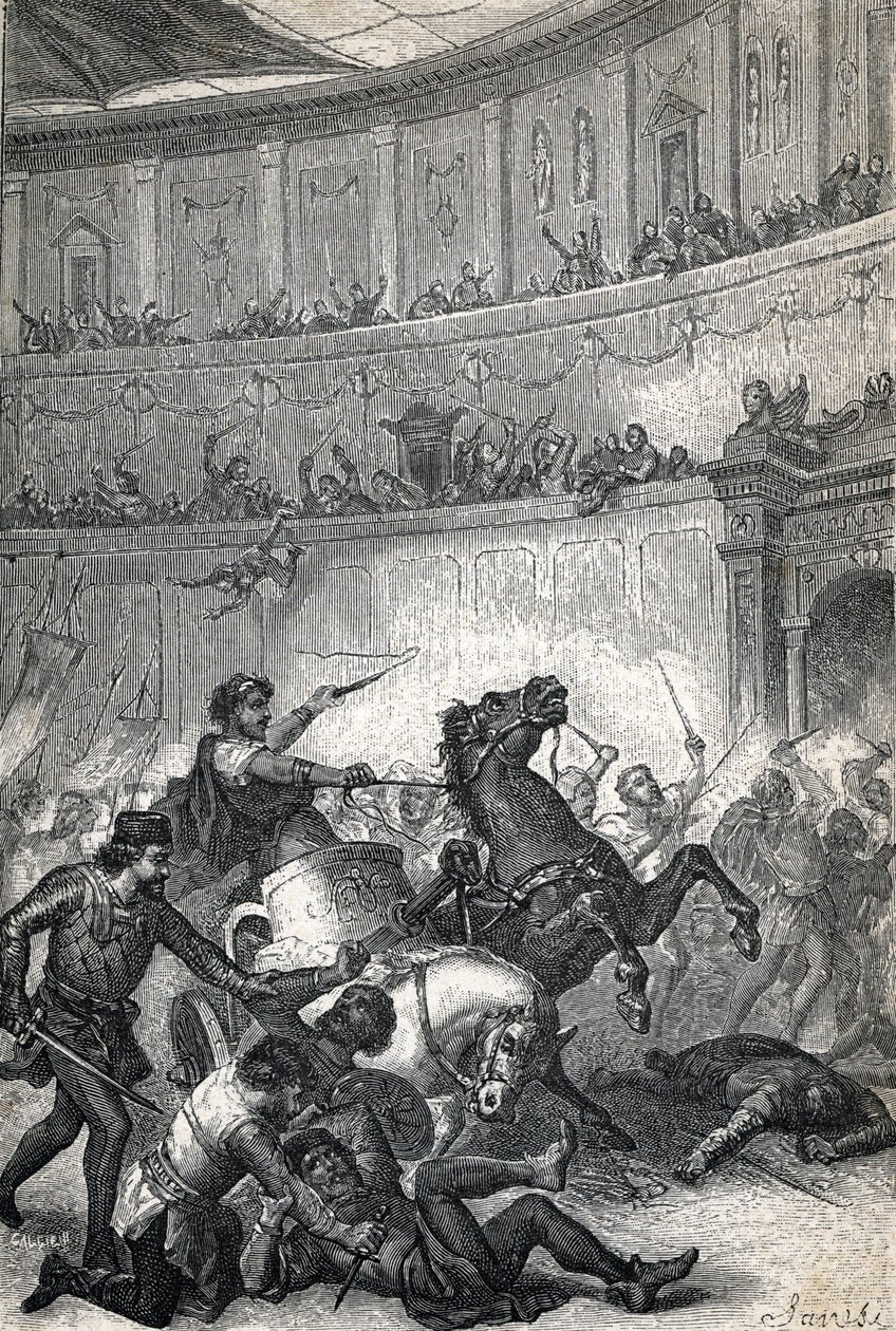 Le Massacre de Thessalonique en 390. Gravure 1884 - Unknown artist