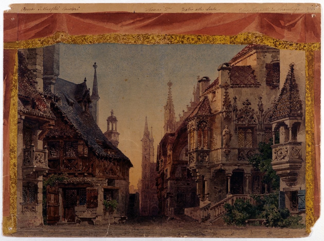 Les Maîtres Chanteurs de Nuremberg (Die Meistersinger von Nürnberg), WWV 96, opéra de Richard Wagner créé en 1868. Scénographie de Ferrario pour La Scala de Milan - Unknown artist
