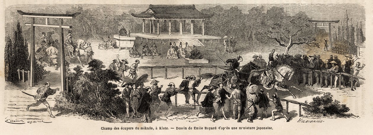 Le Mikado (Empereur du Japon) écuyer de champ à Kioto (ou Kyoto), piste d