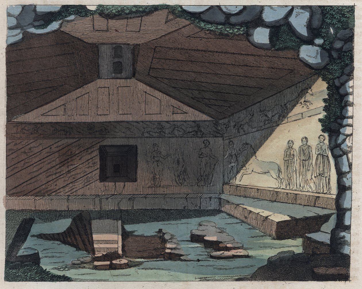 La Nécropole de Tarquinia - gravure de « Usi e Costumi di Tutti i Popoli dell