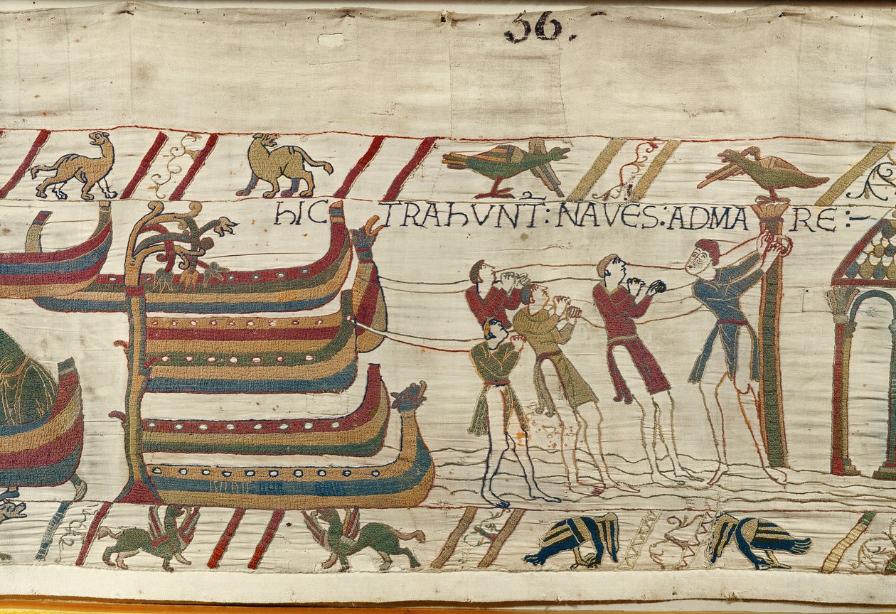 Les Normands tirent leurs navires vers la mer, Tapisserie de Bayeux - Unknown artist