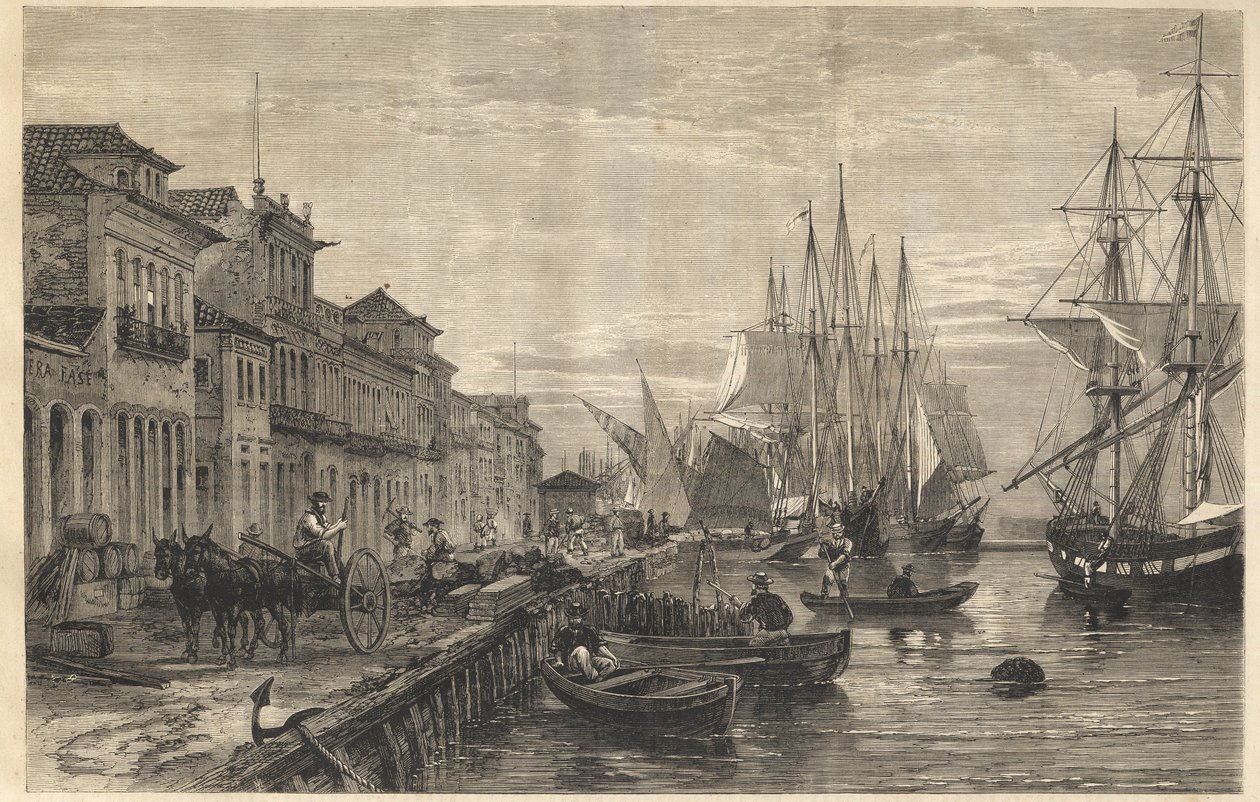 Le quai de Boa Vista, à San Pedro de Rio Grande do Sul, un port du Brésil - Gravure de "L
