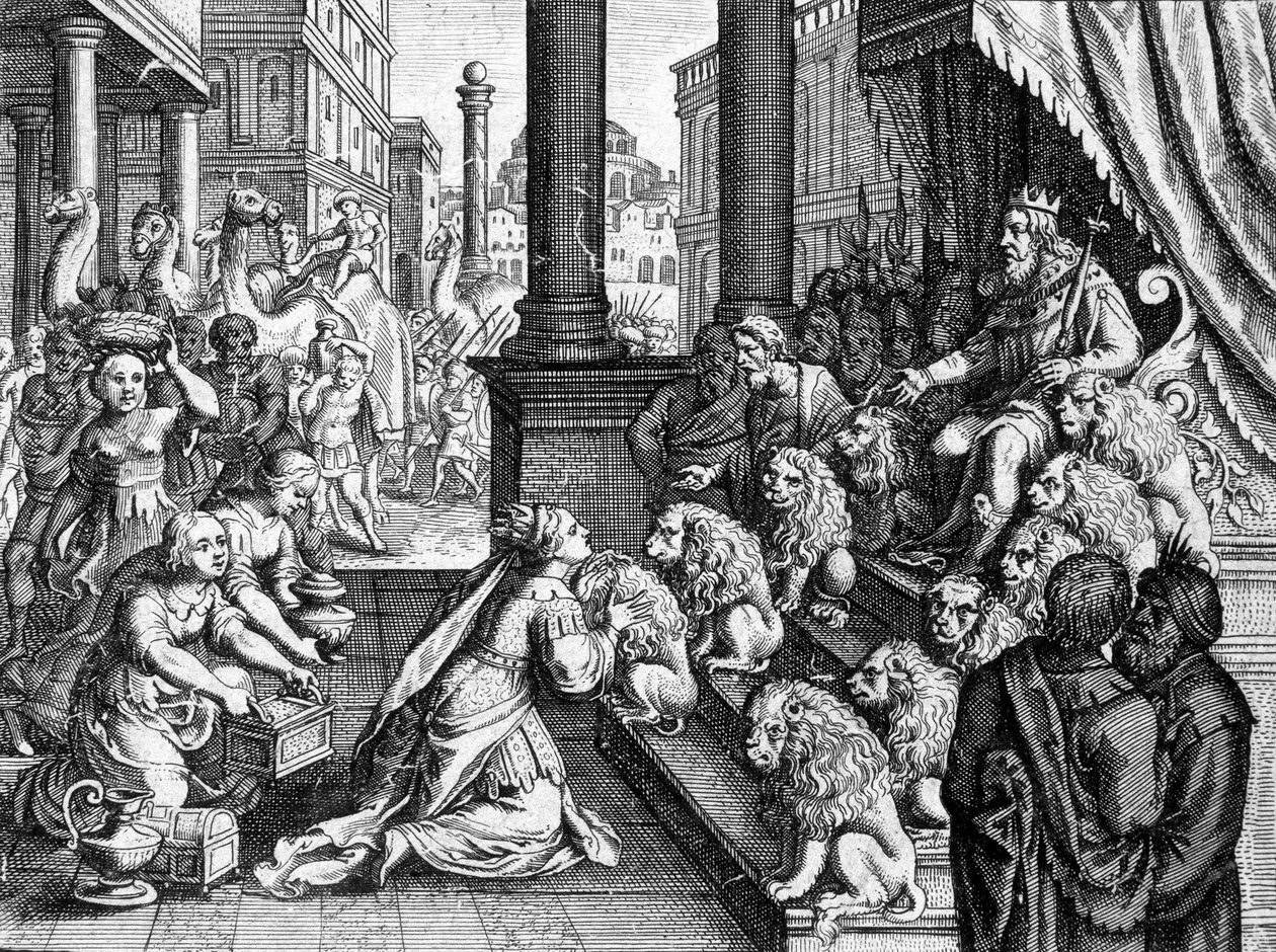 La Reine de Saba devant le roi Salomon - gravure d