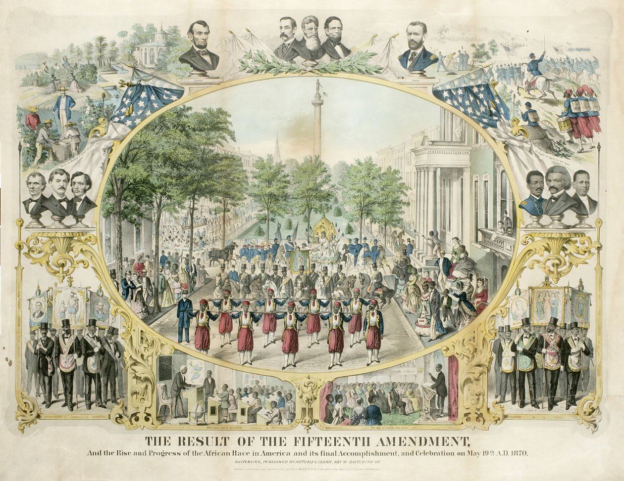 Le résultat du quinzième amendement, et la montée et le progrès de la race africaine en Amérique et son accomplissement final, et célébration le 19 mai - Unknown artist