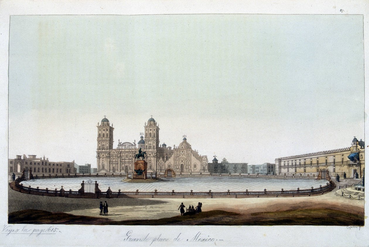 Le Zocalo : La grande place de Mexico. Dans « Le costume ancien et moderne » - Unknown artist