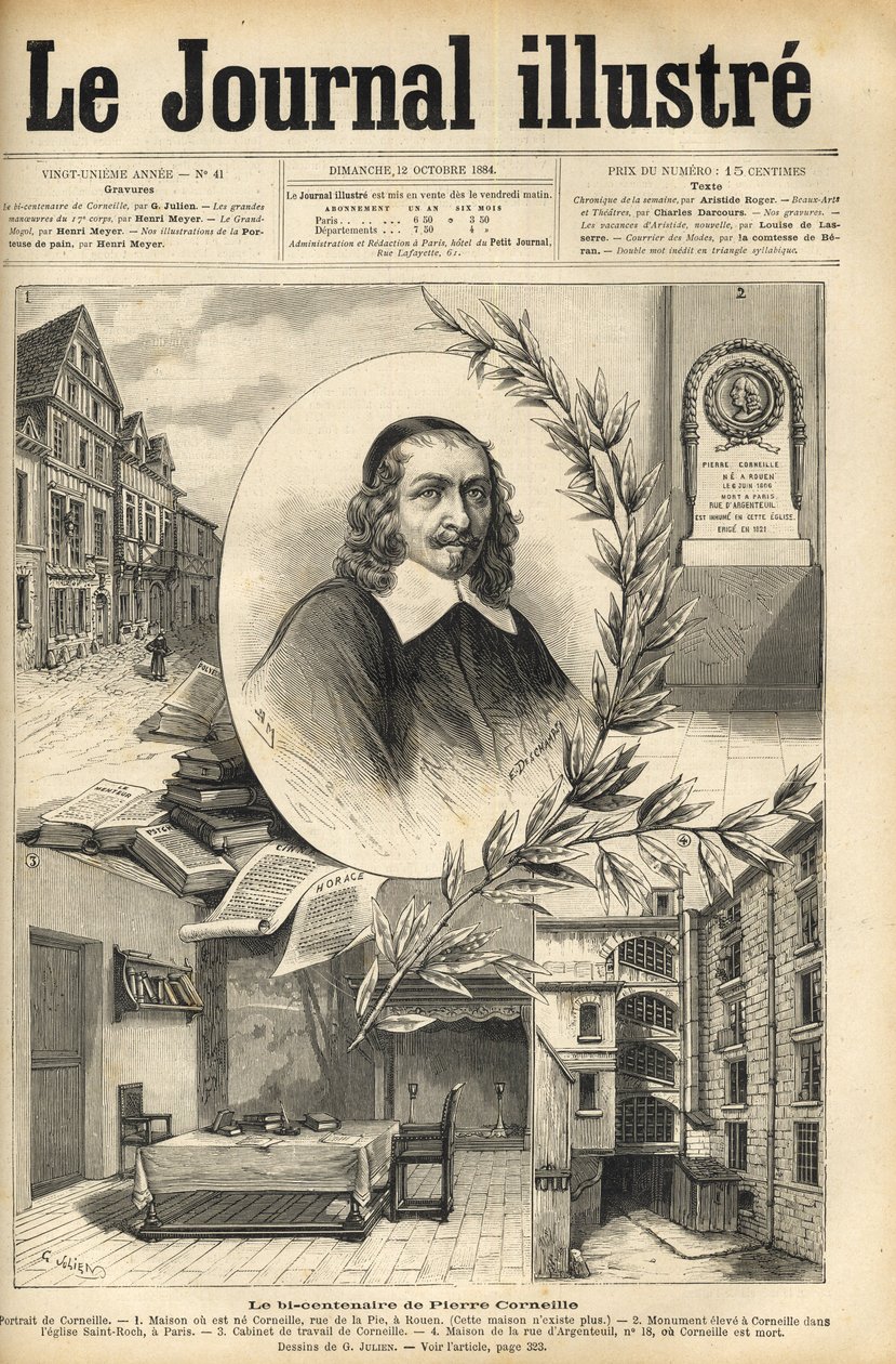 Le bicentenaire de Pierre Corneille - gravure dans "Le journal illustré" de 1884 - Unknown artist