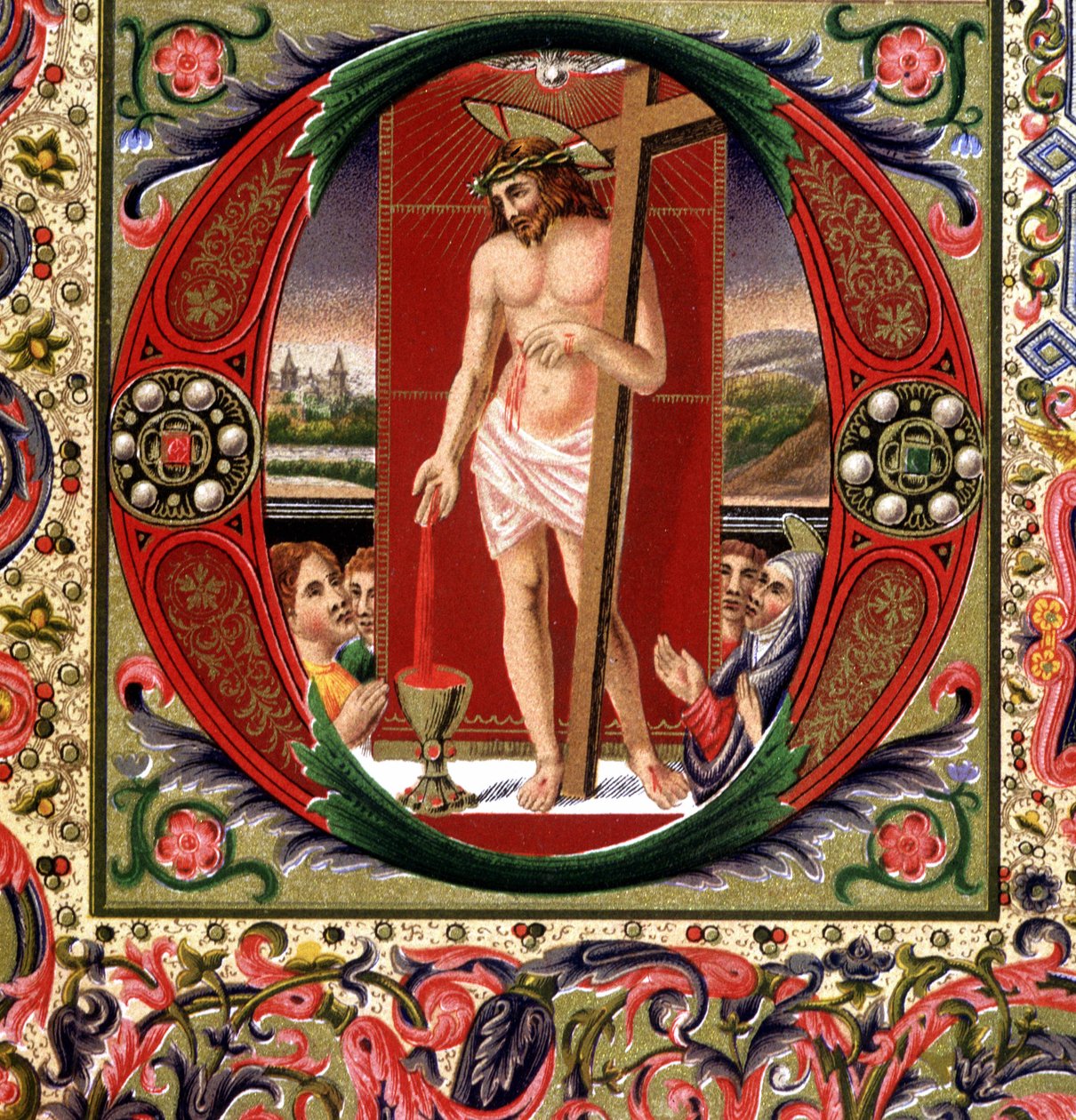 Le sang de Jésus-Christ. Chromolithographie du XIXe siècle. - Unknown artist