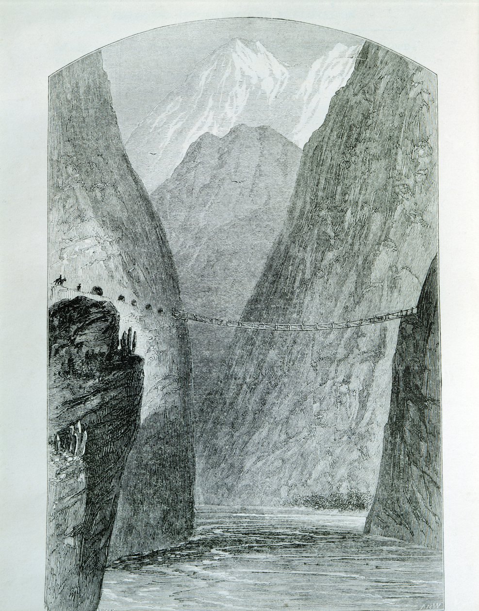 Le pont sur le fleuve Apurimac, gravure. Pérou - Unknown artist