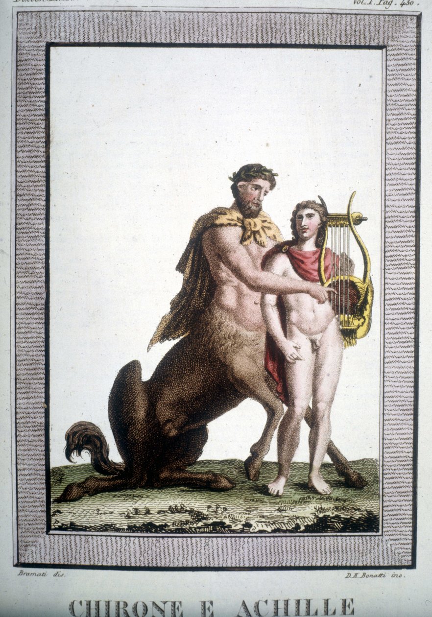Le centaure Chiron et Achille - dans Dizionario mitologico - Unknown artist