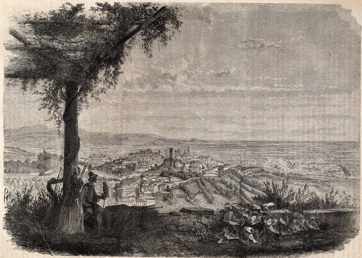 La ville de Bergame vers 1858 - gravure - Unknown artist