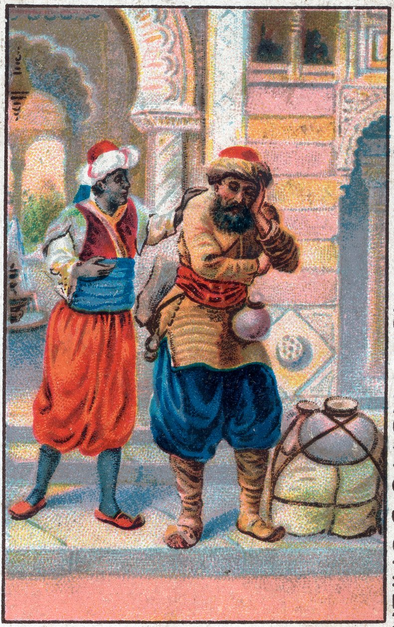 La porte faix. Les merveilleuses aventures de Sinbad le marin. Conte populaire des mille et une nuits. Chromolithographie de la fin du XIXe siècle. - Unknown artist