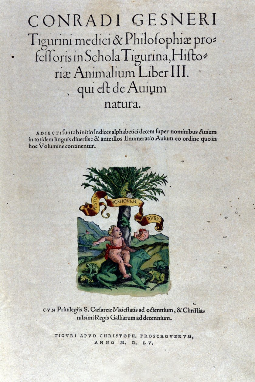 Le frontispice du troisième volume de Historia Animalium de Conrad Gesner (1516 - 1565), Tiguri - Unknown artist
