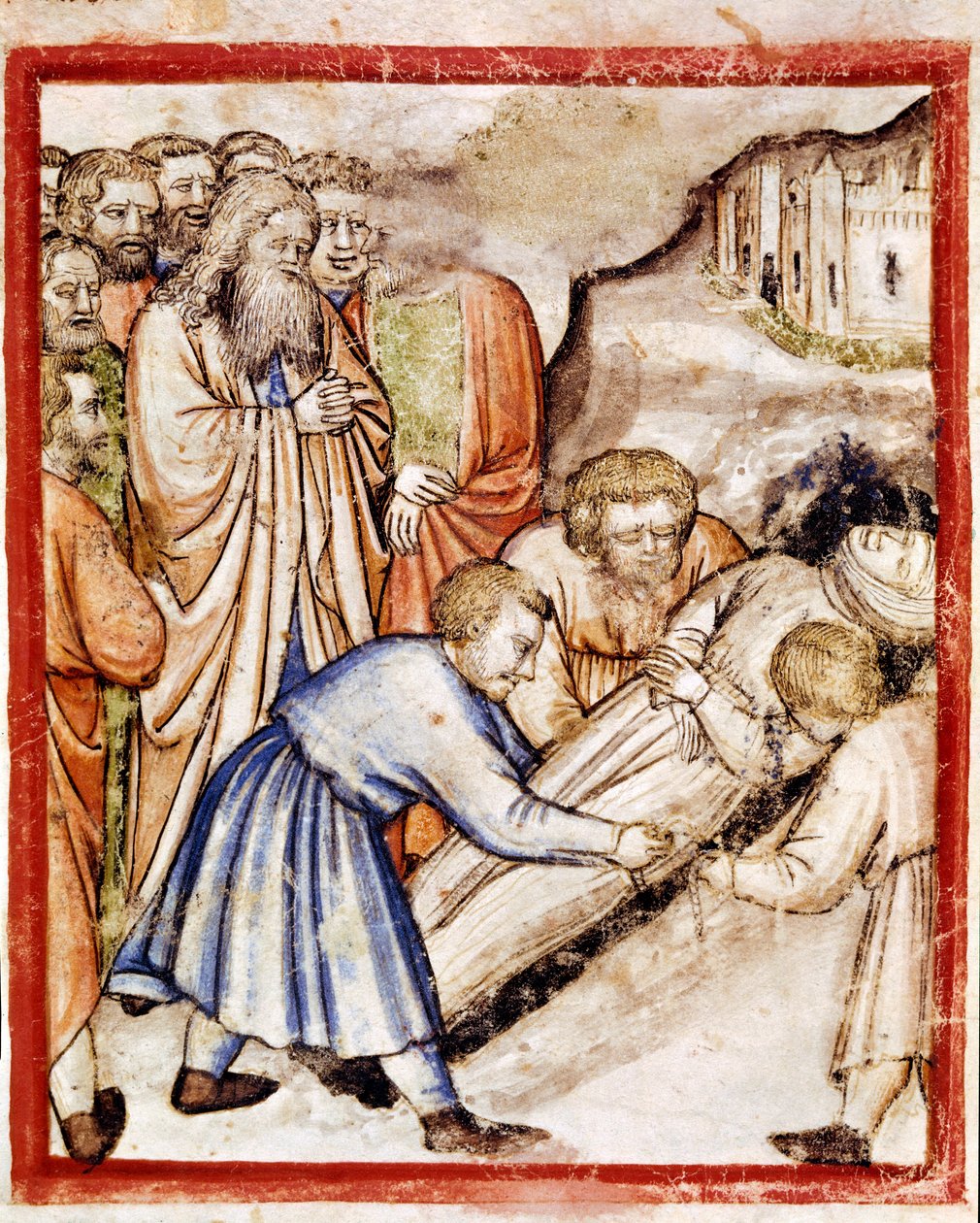 Les funérailles de Sarah. Miniature du codex 212 (ou padovano codice ou Bible de Padoue) 1390-1400 Rovigo, Accademia dei Concordi - Unknown artist