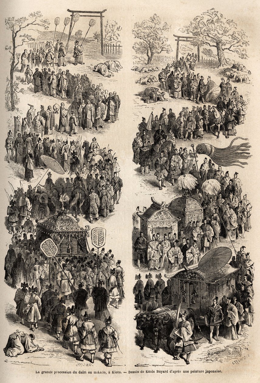 La grande procession du Mikado (Empereur du Japon), au dairi, l