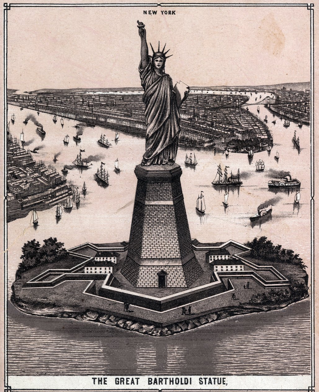 La grande statue de Bartholdi à New York, USA, dans "Le monde illustré 168 vues" Non daté (fin XIXe siècle) - Unknown artist