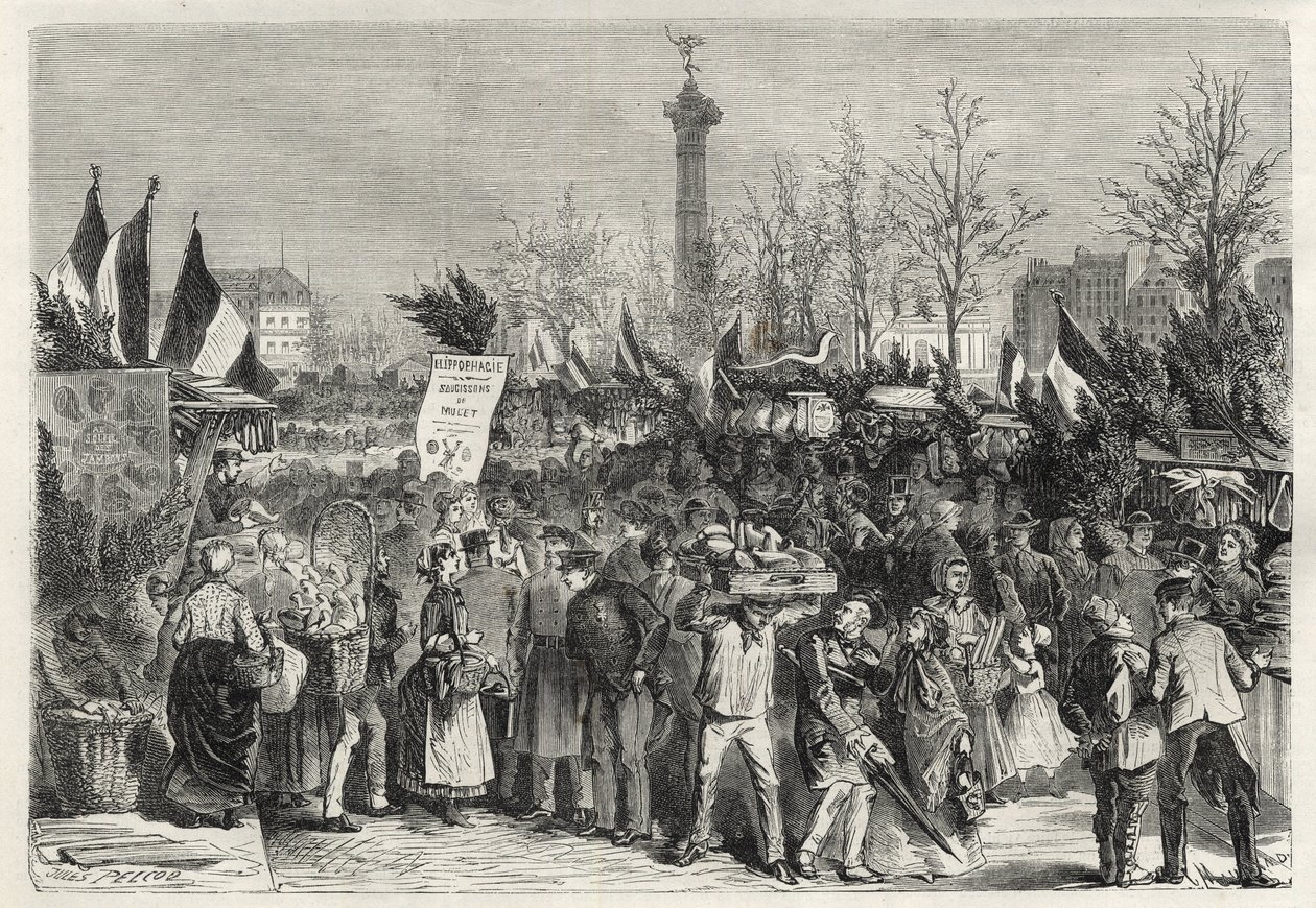 La foire au jambon au boulevard Bourdon à Paris (Place de la Bastille) - 1868 - Unknown artist