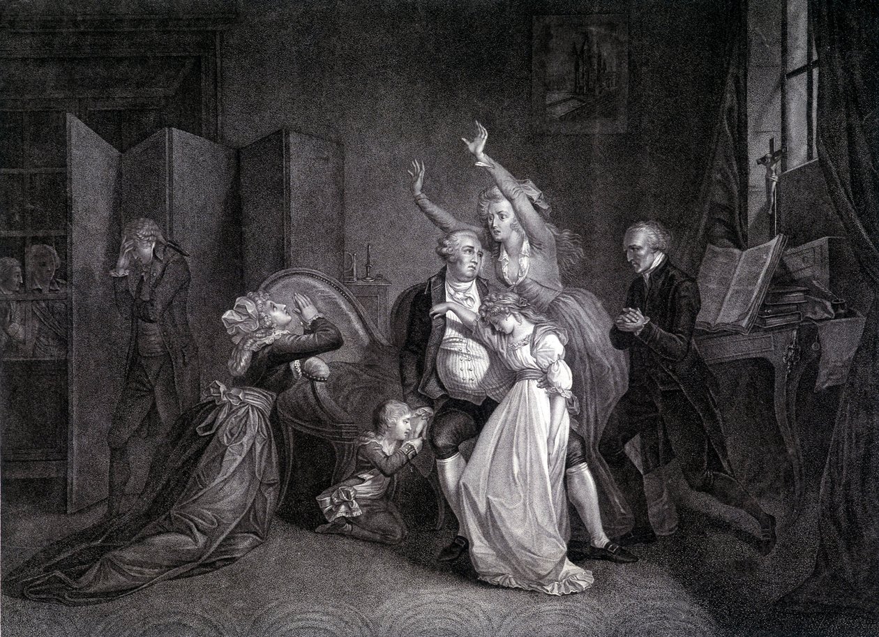 Le dernier entretien de Louis XVI avec sa famille (Marie Antoinette et Louis XVII). Gravure du XIXe siècle. - Unknown artist