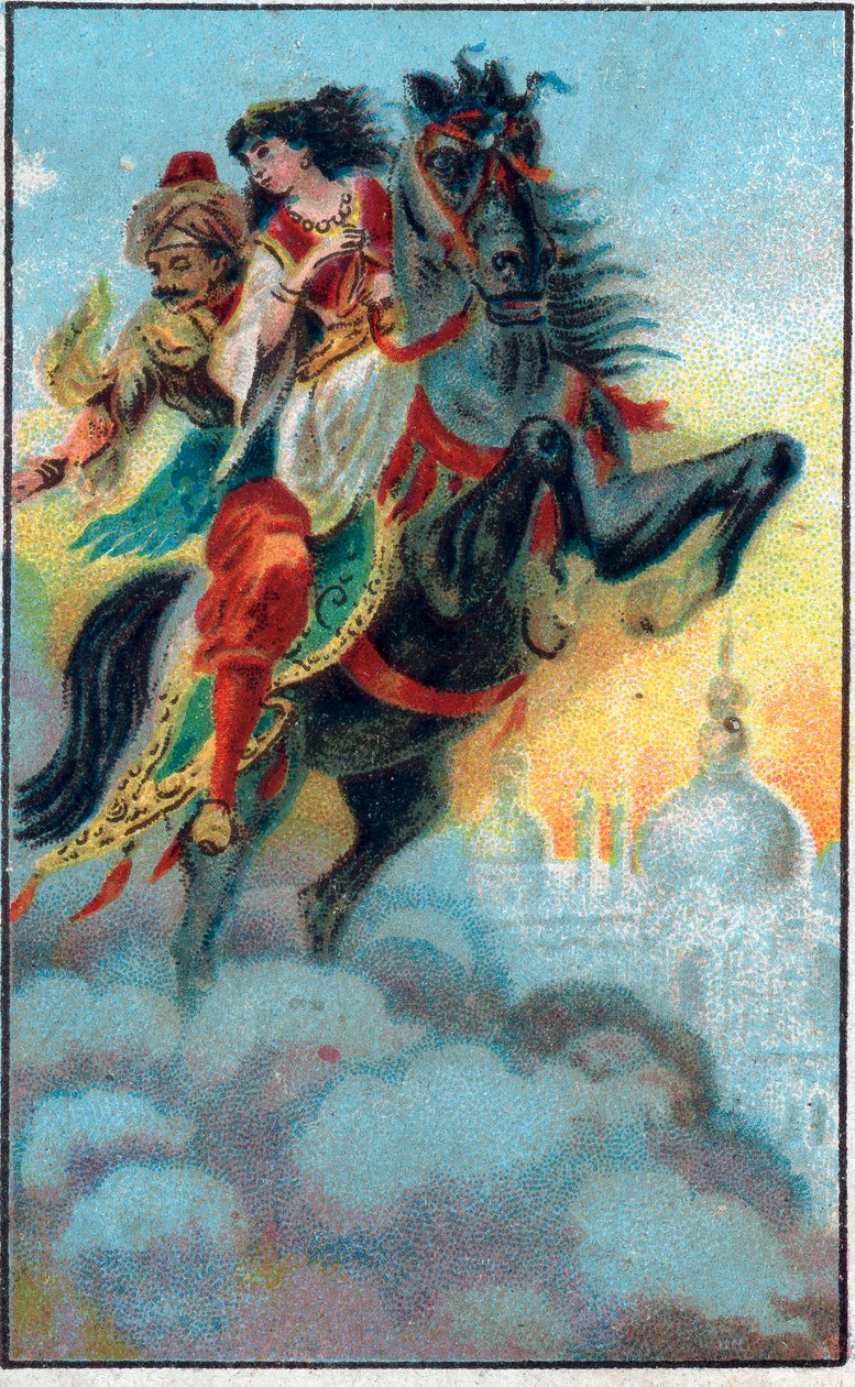 La fuite. Conte « Histoire du cheval enchanté » dans « Les mille et une nuits ». Chromolithographie de la fin du XIXe siècle. - Unknown artist