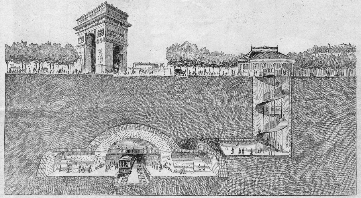 La station de métro "Étoile" à Paris. Gravure de 1895 - Unknown artist