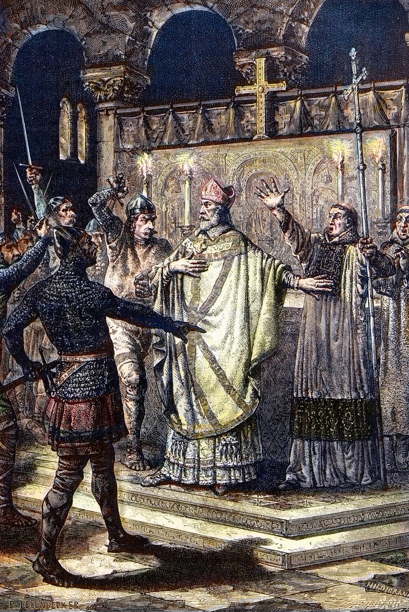 Le meurtre de Saint Thomas Becket à la cathédrale de Canterbury, 29 décembre 1170, par des chevaliers de la cour du roi Henri II - Unknown artist