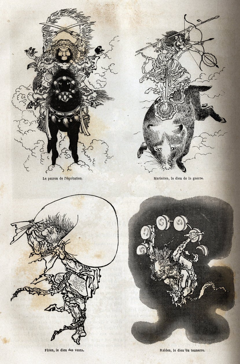 Le panthéon des divinités japonaises : représentation traditionnelle de quelques figures typiques : le patron de l