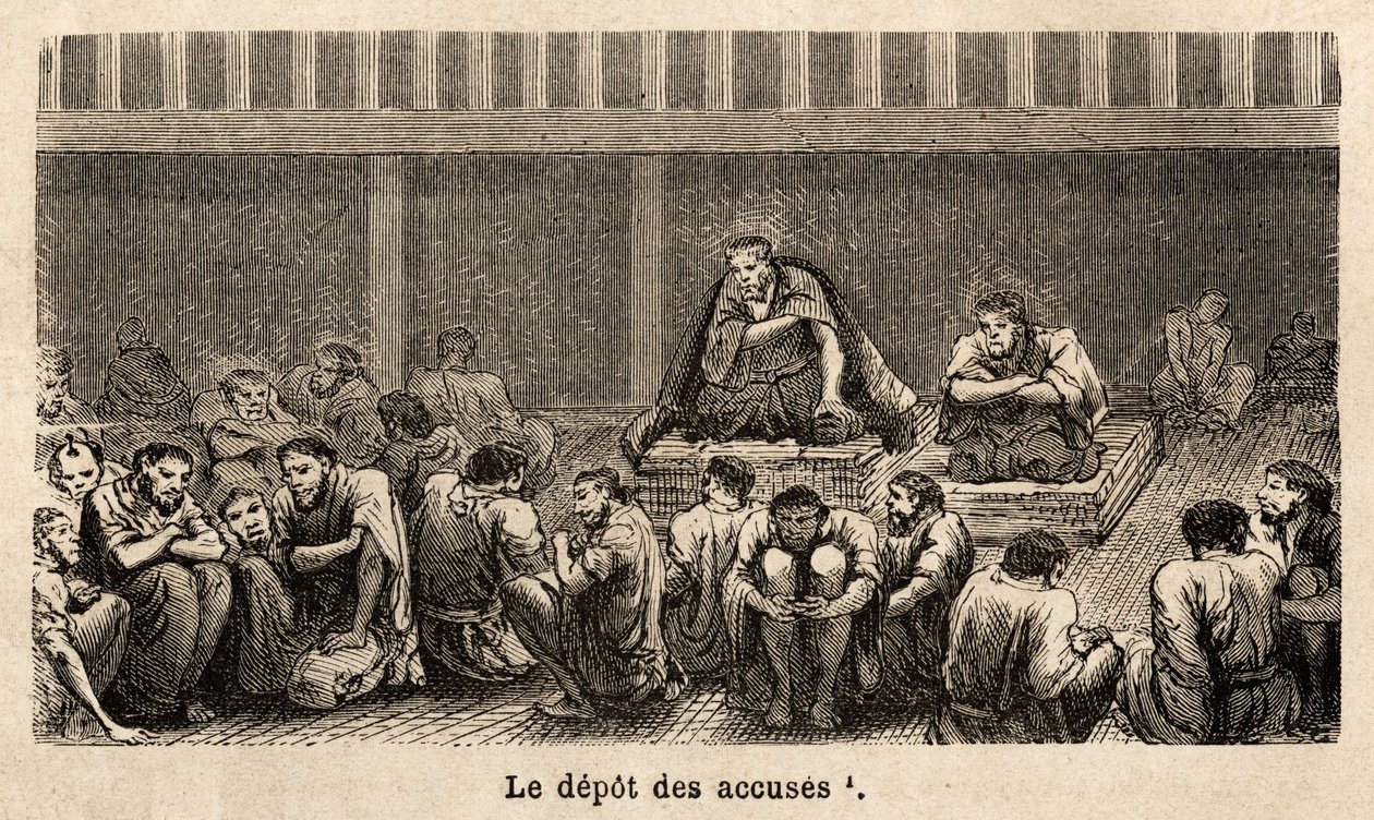 Les étapes de la justice : le dépôt des charges, toutes rassemblées pêle-mêle dans la même cellule, souvent pendant longtemps, les prévenus peuvent obtenir plus de confort, par exemple, deux prisonniers ont obtenu des nattes leur permettant de s