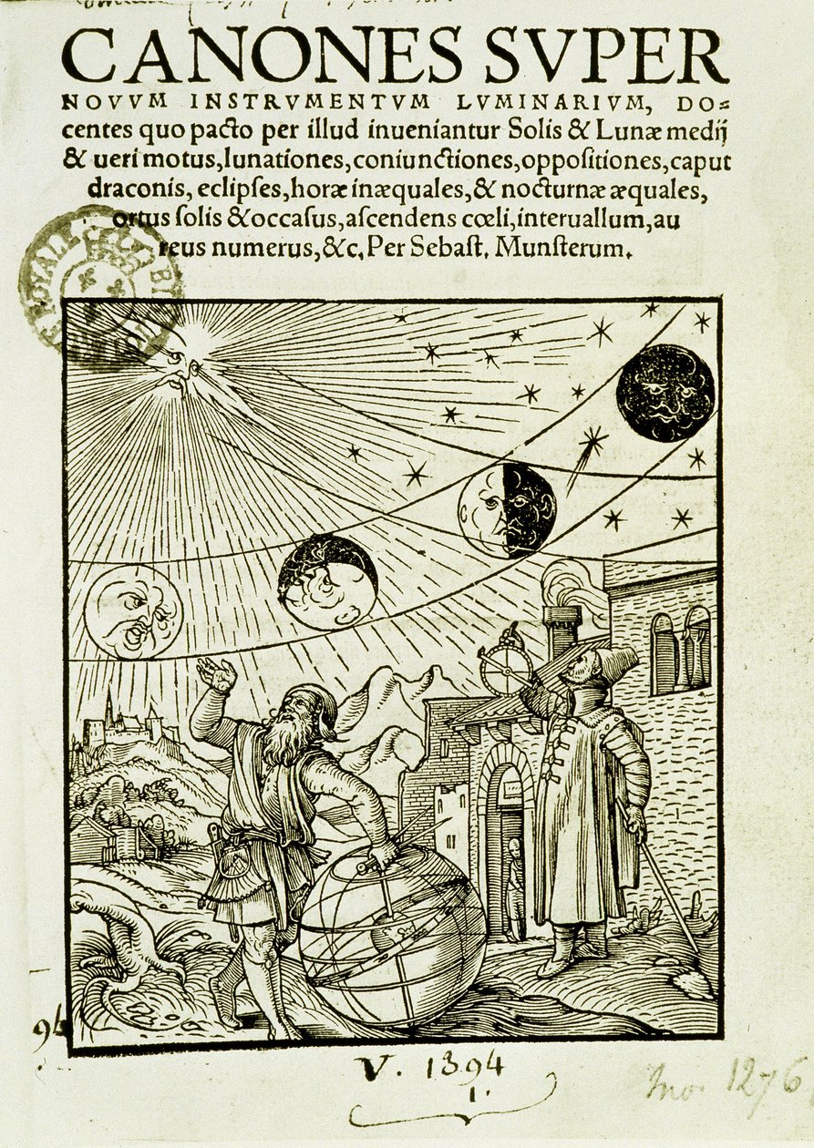 Les mouvements du soleil et de la lune observés par les astronomes - frontispice du livre «Super Canones» - Unknown artist
