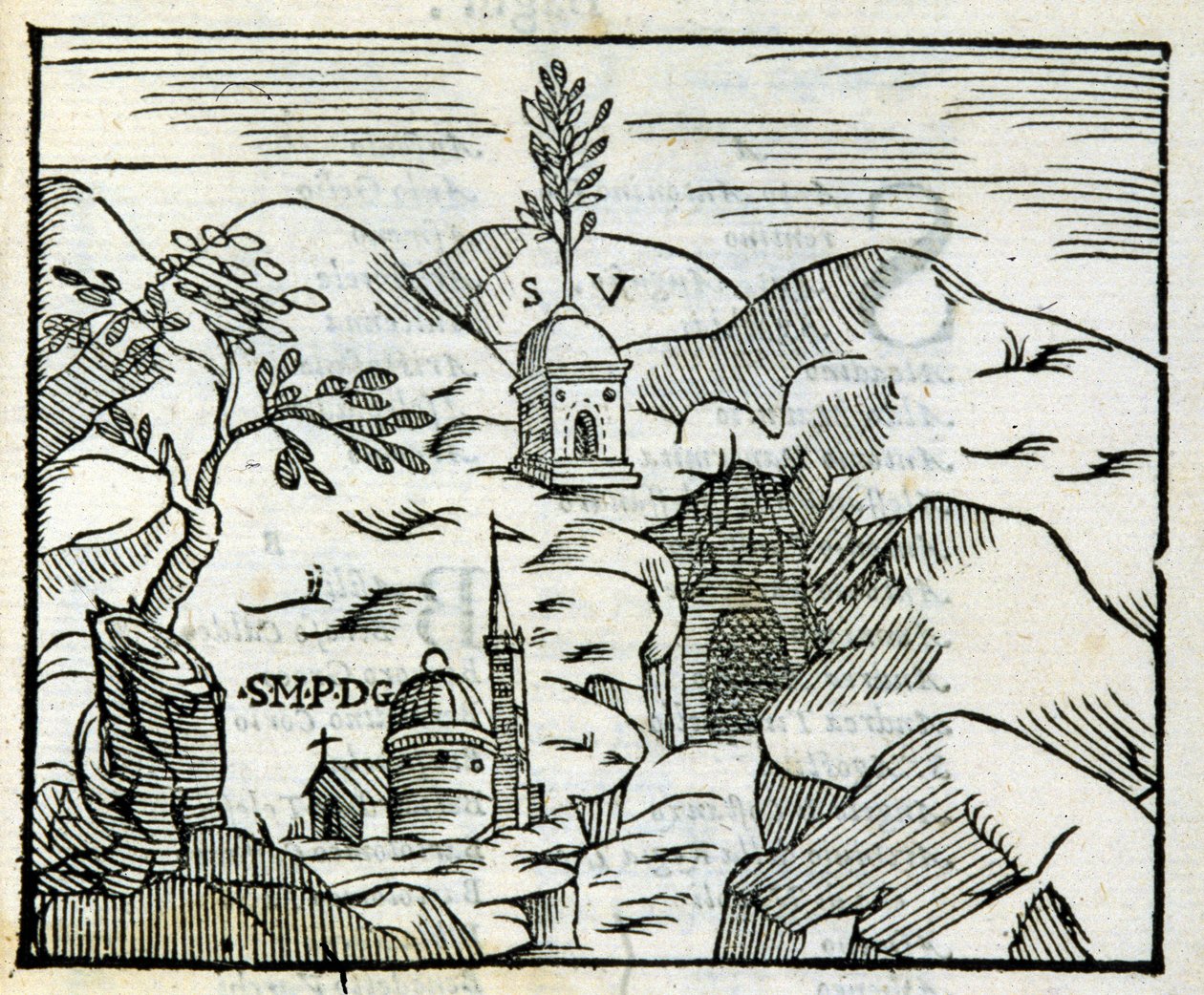 La tombe de Virgile (70 av. J.-C. - 19 av. J.-C.) à Pouzzoles. Xylographie d
