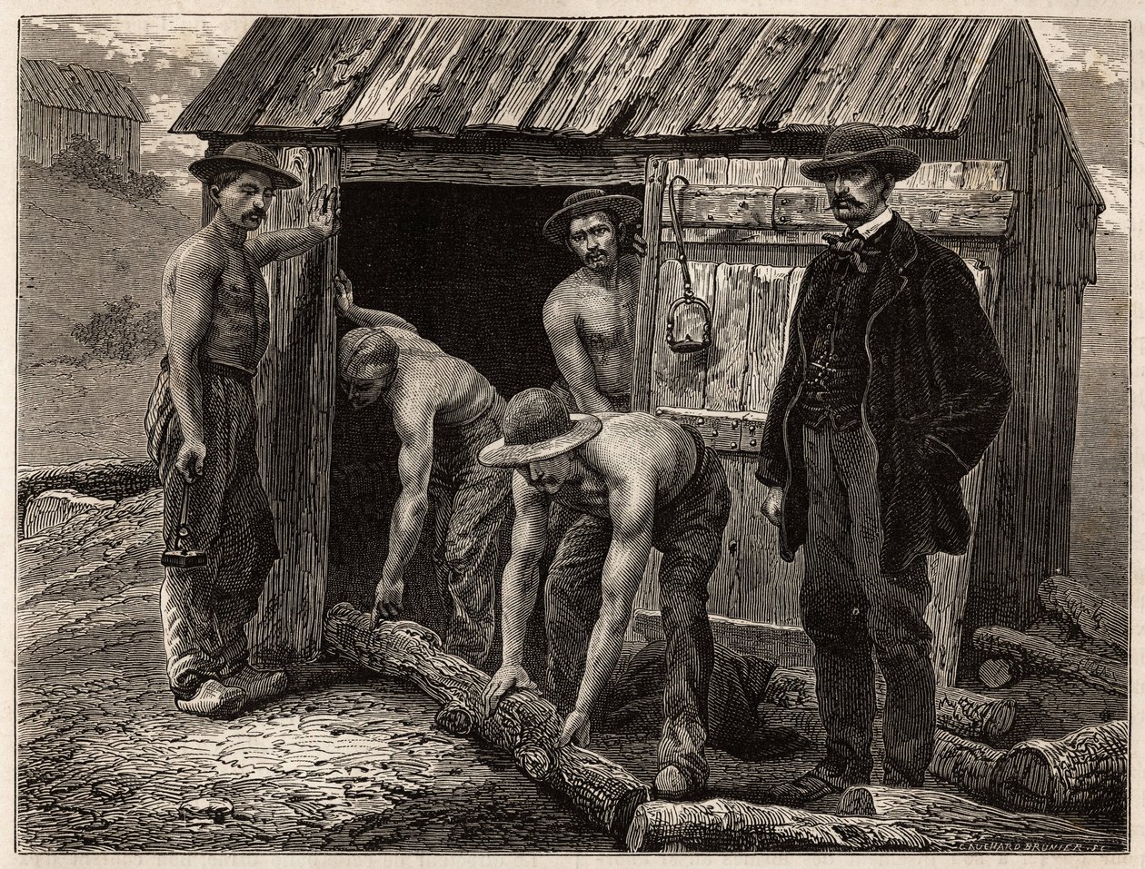 Les travailleurs du bois de la mine de Montchanin - Unknown artist