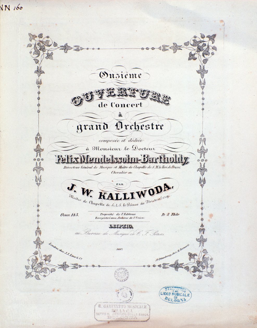 Page de titre de la partition musicale de l