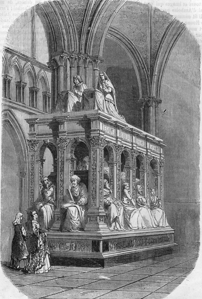 Tombeau de Louis XII roi de France (1462-1515) et Anne de Bretagne (1477-1514). Gravure du 19ème siècle. - Unknown artist